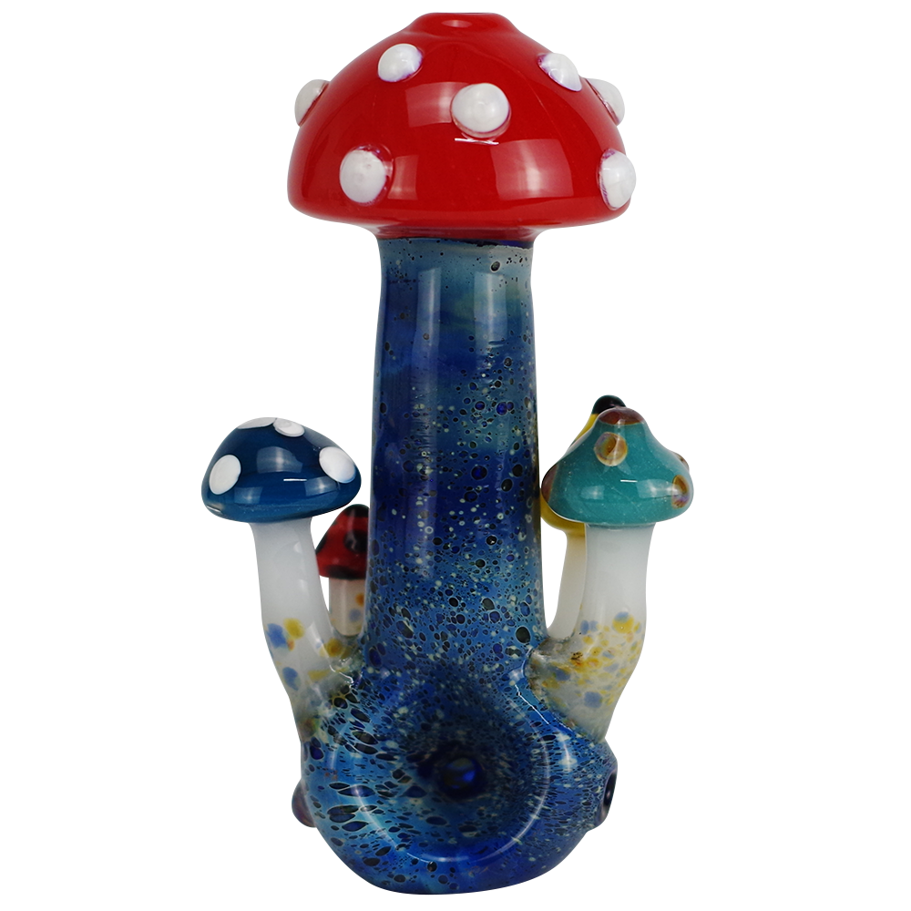 Mushroom Design Glass Hand Pipe 4.3"
